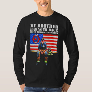 Mein Bruder steht hinter dir Stolz Feuerwehr Brude T-Shirt