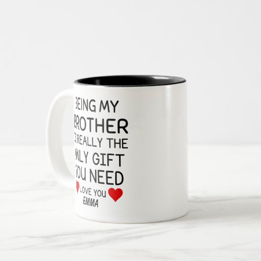 Mein Bruder zu sein ist wirklich das einzige Gesch Zweifarbige Tasse (Vorderseite Links)