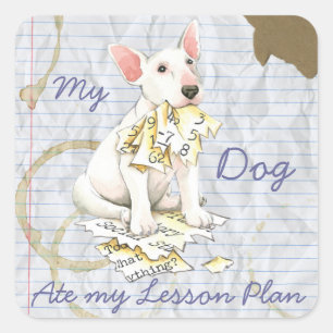 Mein Bull Terrier Ate My Lessingplan Quadratischer Aufkleber