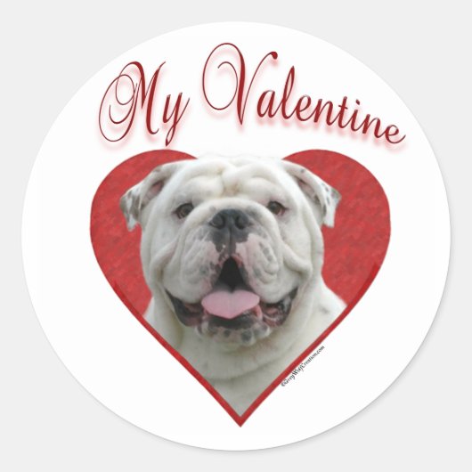 Mein Bulldog Valentine Runder Aufkleber (Vorderseite)