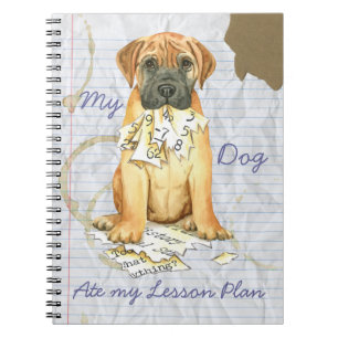 Mein Bullmastiff hat meinen Lektionsplan aufgegrif Notizblock