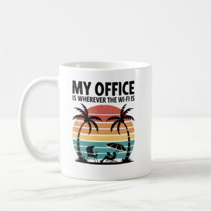 Mein Büro ist dort, wo das Wi-Fi Retro Beach ist Kaffeetasse