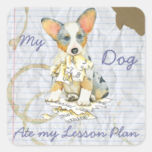 Mein Cardigan Welsh Corgi Ate mein Lektionsplan Quadratischer Aufkleber