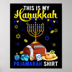 Mein Chanukka-Schlafanzug-Hemd Footballspieler jüd Poster