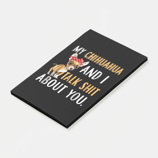 Mein Chihuahua und ich reden über euch Hund Lover Post-it Klebezettel (angewinkelt)