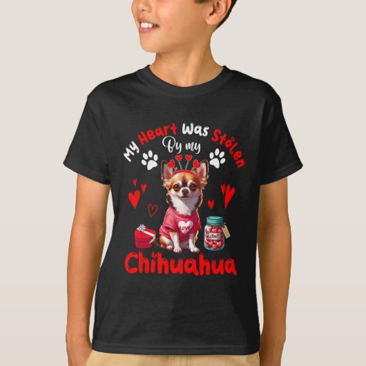 Mein Chihuahua Valentine Hund hat das Herz gestohl T-Shirt (Vorderseite)