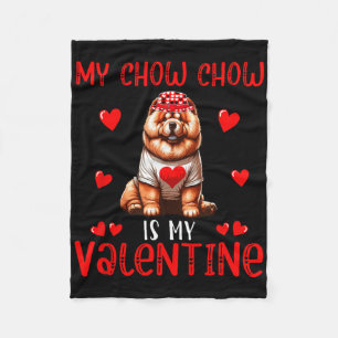 Mein Chow Chow ist mein Valentinstag-Herzen-Kostüm Fleecedecke