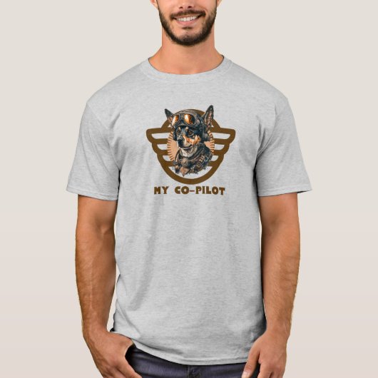 Mein Co-Pilot-Pilot-Typografie & Hunde-Pilotprogra T-Shirt (Vorderseite)