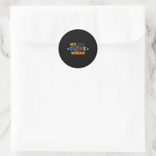 Mein Code funktioniert lustig Programmierer codier Runder Aufkleber (Tasche)