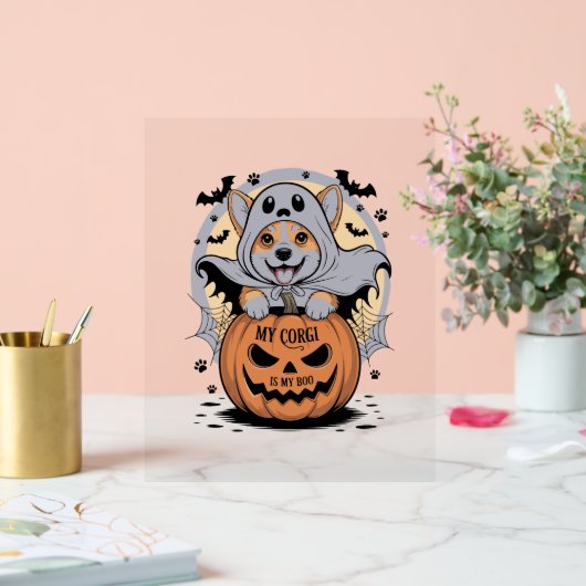 Mein Corgi ist mein Boo Halloween Acrylschild (Hochzeit)
