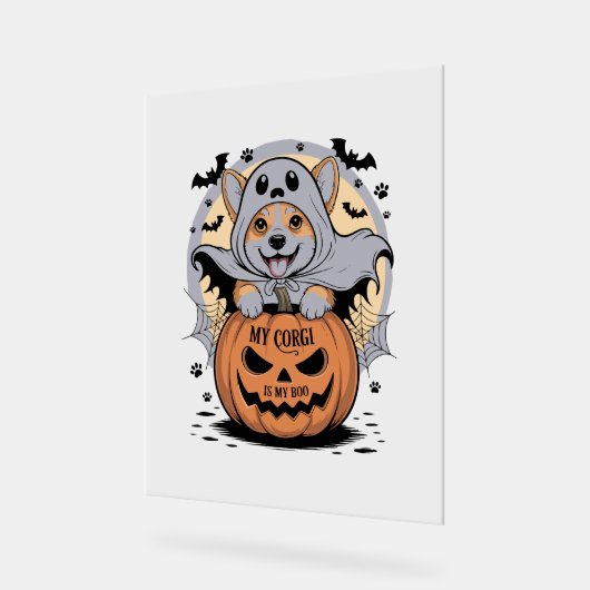 Mein Corgi ist mein Boo Halloween Acrylschild (Winkel)