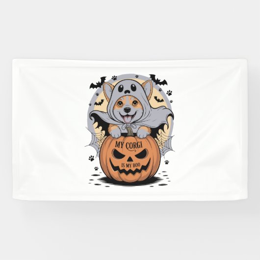 Mein Corgi ist mein Boo Halloween Banner (Horizontal)