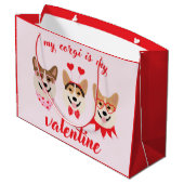 Mein Corgi ist mein Valentine Große Geschenktüte (Rückseite Schrägansicht)