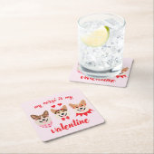 Mein Corgi ist mein Valentine Rechteckiger Pappuntersetzer (Vor Ort)