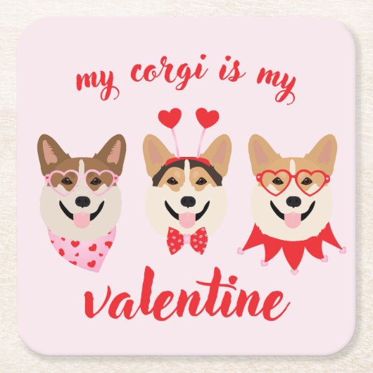 Mein Corgi ist mein Valentine Rechteckiger Pappuntersetzer (Vorderseite)
