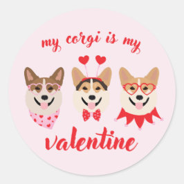 Mein Corgi ist mein Valentine Runder Aufkleber