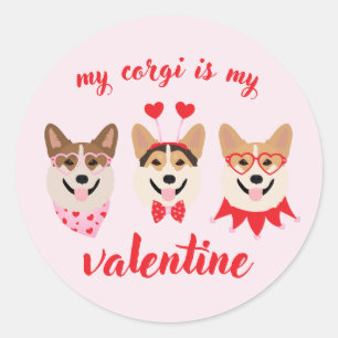 Mein Corgi ist mein Valentine Runder Aufkleber