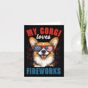 Mein Corgi Lieben Feuerwerk 4. Juli Patriotischer Karte
