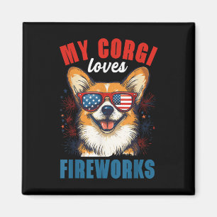 Mein Corgi Lieben Feuerwerk 4. Juli Patriotischer Magnet