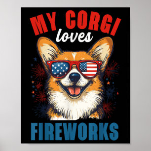 Mein Corgi Lieben Feuerwerk 4. Juli Patriotischer  Poster
