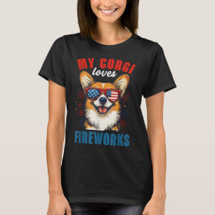 Mein Corgi Lieben Feuerwerk 4. Juli Patriotischer T-Shirt