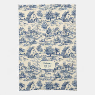 Mein Cottage Cobalt und Creme Toile de Jouy Geschirrtuch