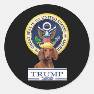 Mein Dachshund für Trump Runder Aufkleber