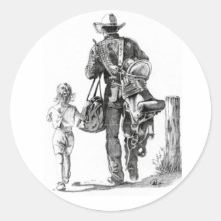 Mein Dad´s ein Cowboy Runder Aufkleber