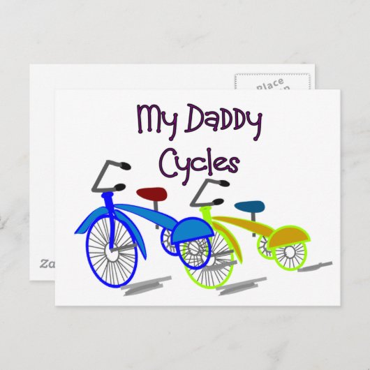 Mein Daddy fährt mit dem Fahrrad - Kinder fahren m Postkarte (Vorne/Hinten)