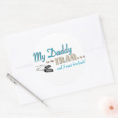 Mein Daddy ist im Irak (blau) Runder Aufkleber (Umschlag)