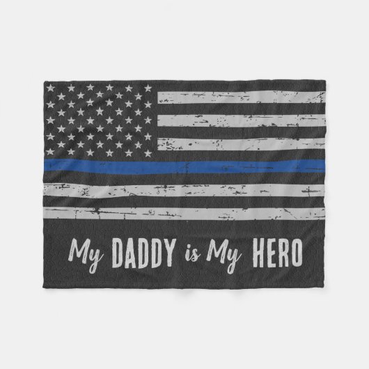 Mein Daddy ist mein Held - Polizeibaby "Thin Blue Fleecedecke (Vorderseite (Horizontal))