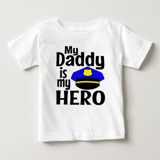 MEIN DADDY IST MEIN HERO POLICE HAT BABY T-SHIRT (Vorderseite)