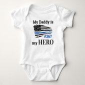 Mein Daddy ist meine Helden-Thin-Blue-Line-Polizei Baby Strampler (Vorderseite)