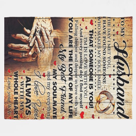 Mein Design | Liebe Brief Geschenk an ihn Fleecedecke (Vorderseite (Horizontal))