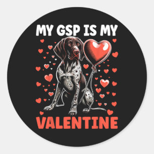 Mein Deutsch Drahthaar ist mein Valentinstag Gsp Runder Aufkleber
