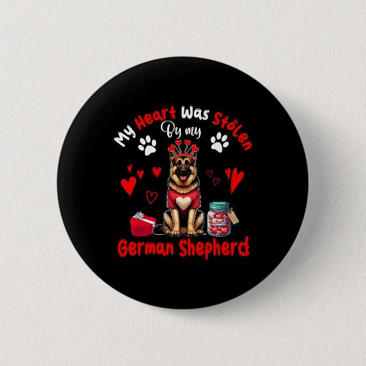 Mein deutscher Schäferhund Valentine D. hat das He Button (Vorderseite)
