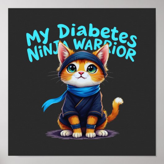 Mein Diabetes Ninja Krieger steht fest Poster (Vorne)