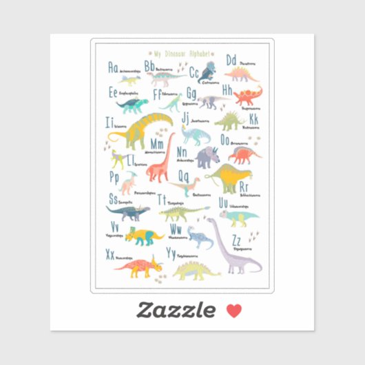 Mein Dinosaur Alphabet Aufkleber (Blatt)