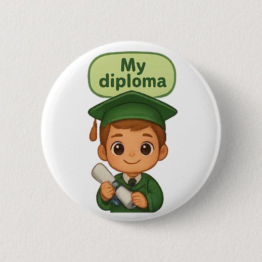 Mein Diplom Green Cap & Gown Button (Vorderseite)