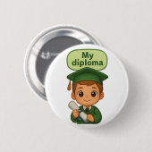 Mein Diplom Green Cap & Gown Button (Vorne & Hinten)