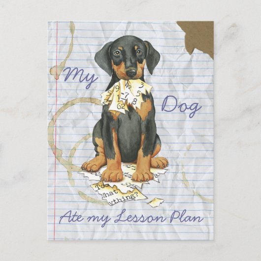 Mein Doberman Ate My Lessingplan Postkarte (Vorderseite)