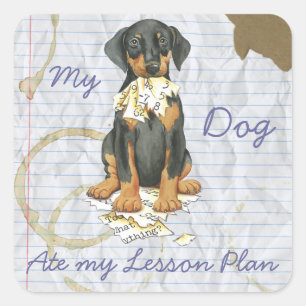 Mein Doberman Ate My Lessingplan Quadratischer Aufkleber