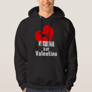 Mein Doberman ist mein Valentine Funny Dobermann V Hoodie