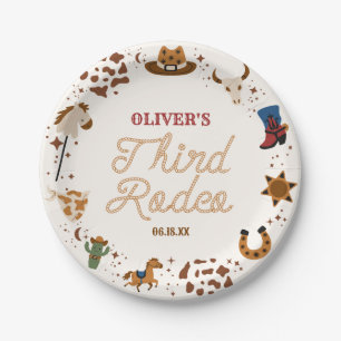 Mein dritter Rodeo-Western Cowboy 3. Geburtstags-P Pappteller