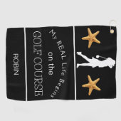 Mein echtes Leben beginnt auf dem Golfplatz Golfhandtuch (Horizontal)