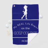 Mein echtes Leben beginnt auf dem Golfplatz Lila Golfhandtuch (Insitu)