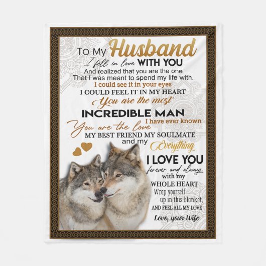 Mein Ehemann, ein Paar Wolf-Geschenk, ein Hochzeit Fleecedecke (Vorderseite)