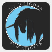 Mein Einhorn Spaß (hellblau) Quadratischer Aufkleber (Vorderseite)