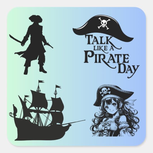 Mein einzigartiger Piratenaufkleber: Abenteuer erw Quadratischer Aufkleber (Vorderseite)