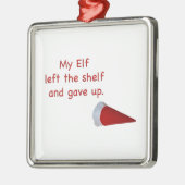 Mein Elf verließ das Regal und gab auf Silbernes Ornament (Links)